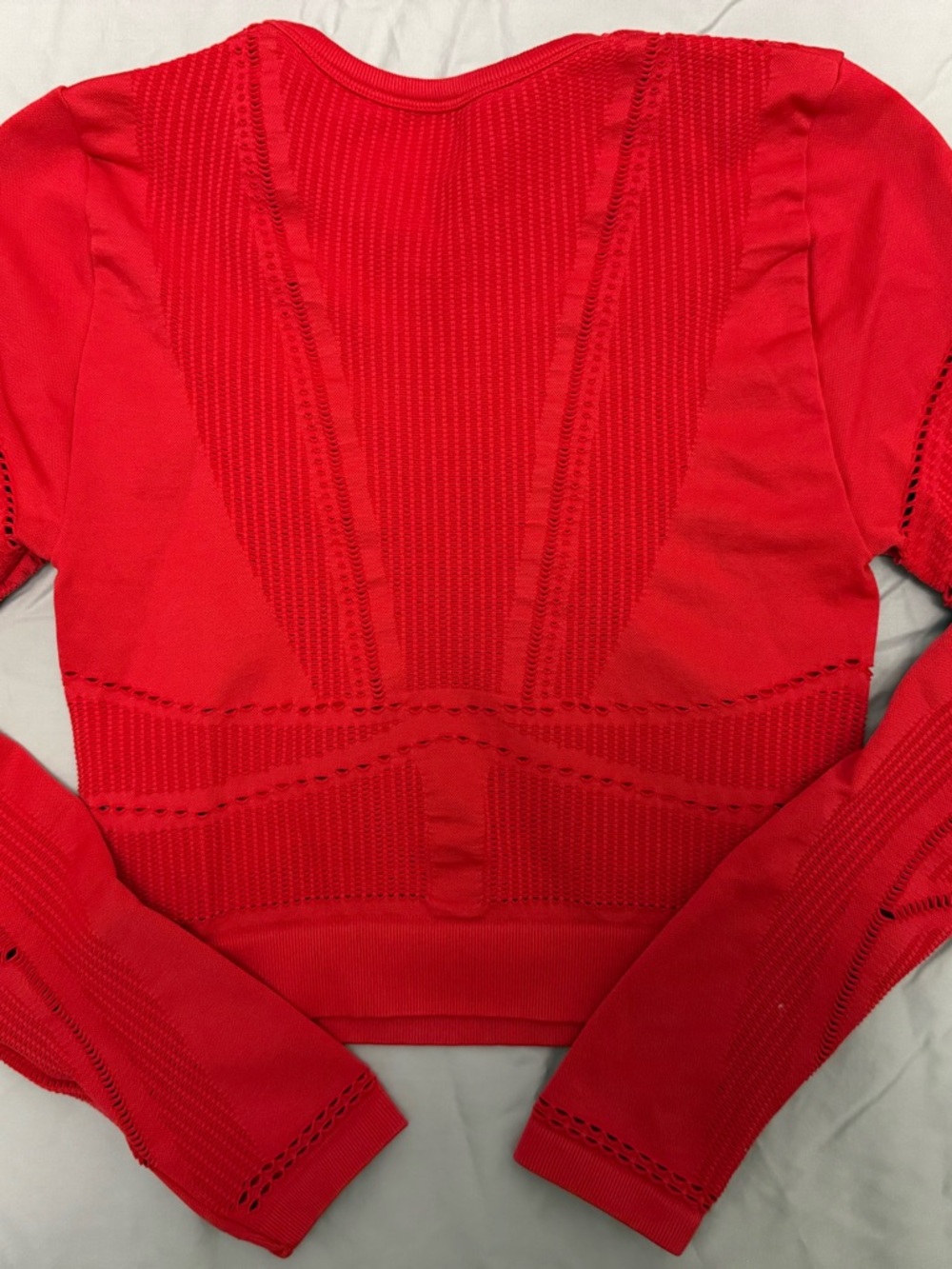 Red Seamless Active Leggings and Long-Sleeve Top Set - Picture 3 of 6
